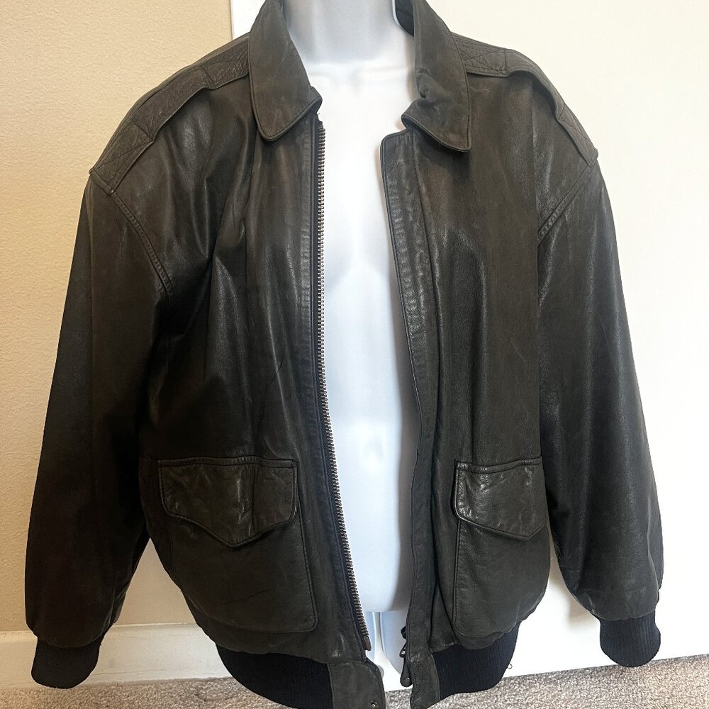 Black Leather Bomber Jacket